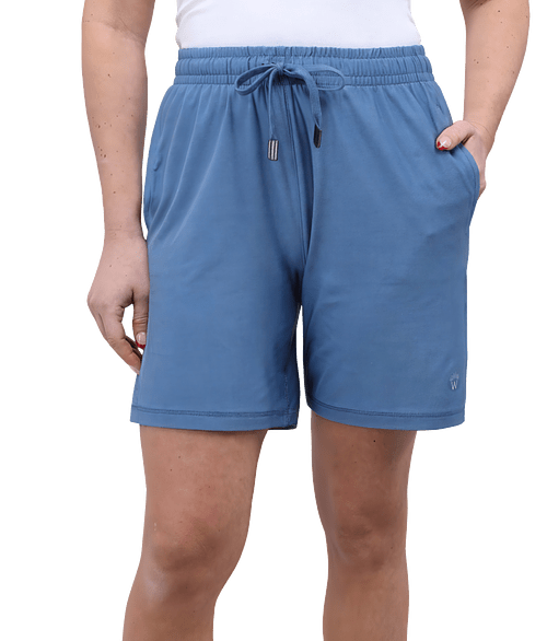Wellable Women's Knit Recycled Performance Shorts in Moonlight Blue