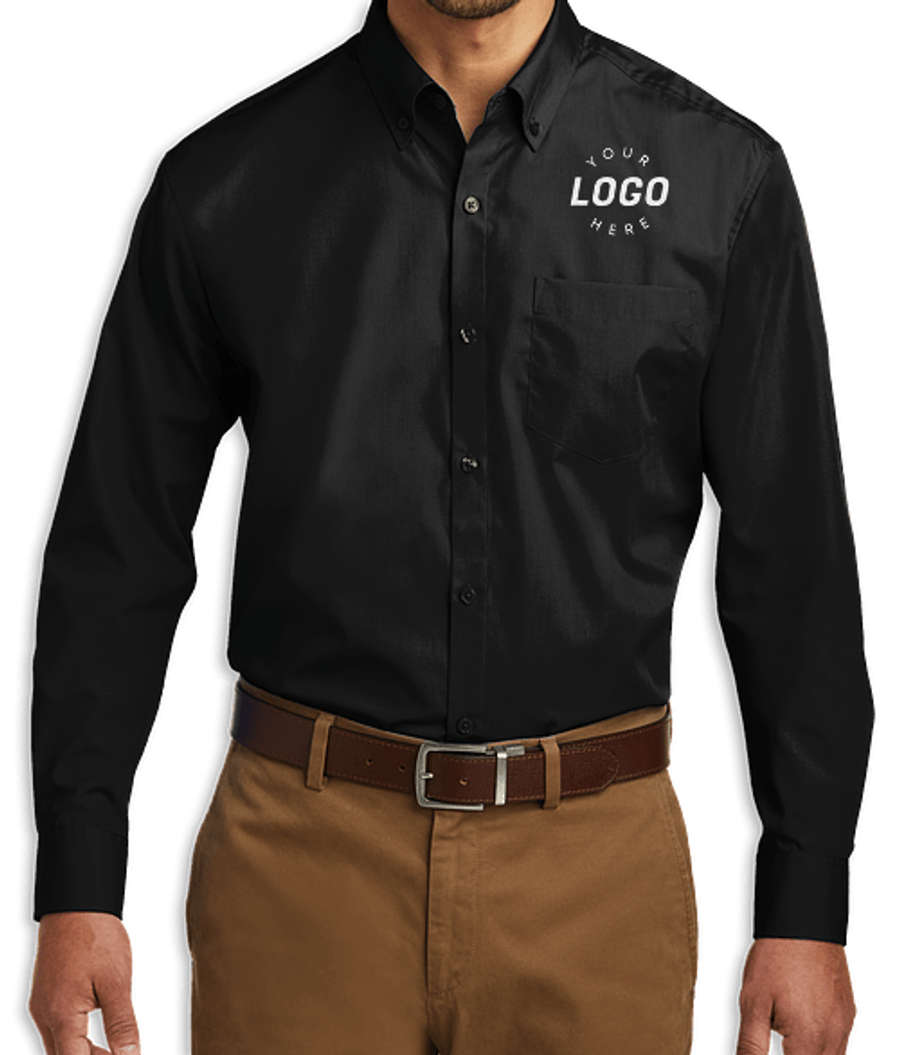 Port Authority Tall Carefree Poplin Dress Shirt in Deep Black