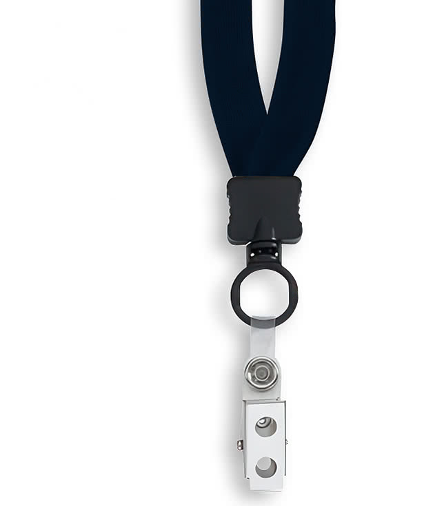 3/4" Cotton Lanyard with Plastic O-Ring and Vinyl Snap Bulldog Clip