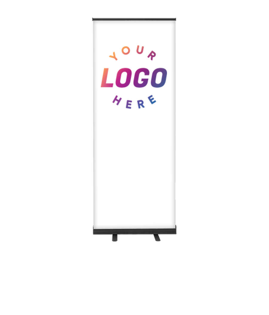 Full Color 31.5" x 83.5" Promotional Retractable Banner Kit in White / Black