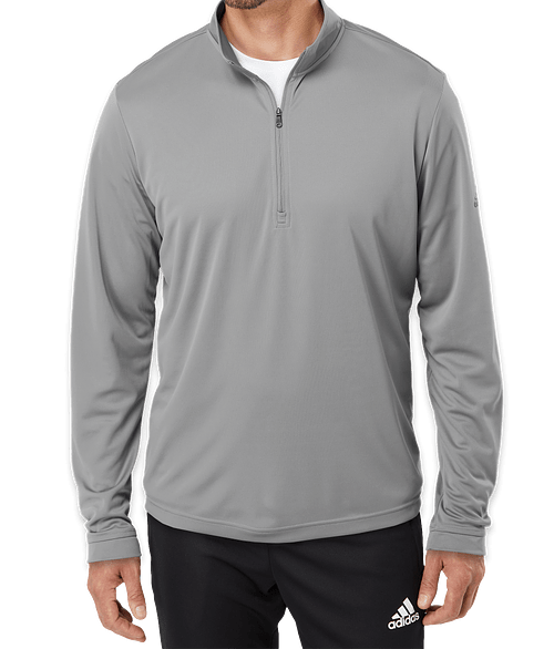 Adidas Recycled Lightweight Quarter Zip Sweatshirt - Embroidered in Grey Three