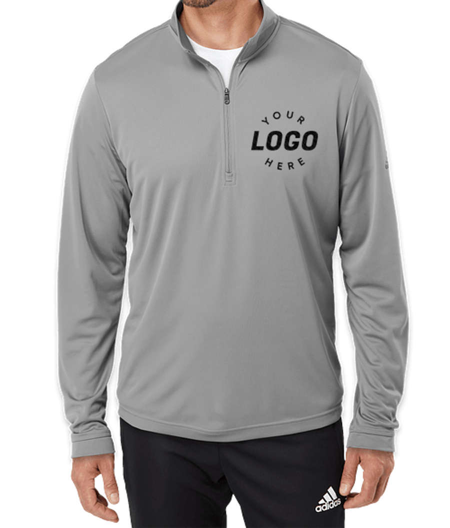 Adidas Recycled Lightweight Quarter Zip Sweatshirt - Embroidered in Grey Three