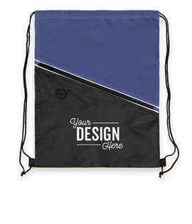 Contrast Zipper Drawstring Bag - Color: Royal Blue