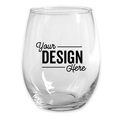 Full Color 15 oz. Stemless Wine Glass - Clear