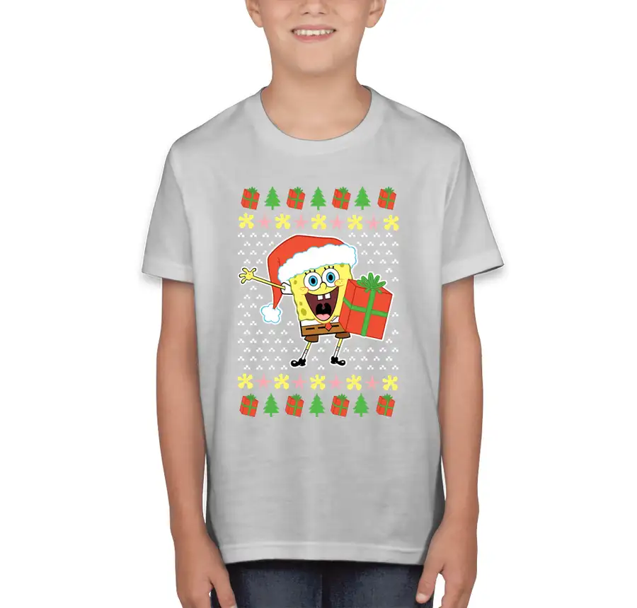 SpongeBob SquarePants - SpongeBob Ugly Christmas Sweater - Bella + Canvas Youth Jersey T-shirt