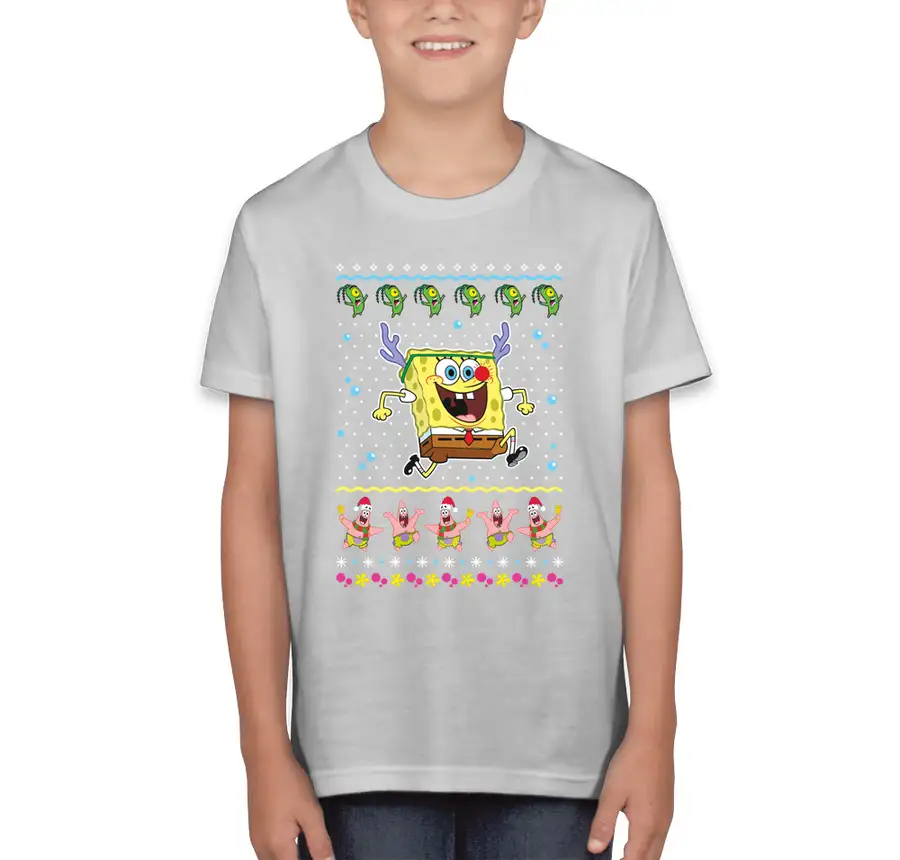 SpongeBob SquarePants - SpongeBob Reindeer Ugly Christmas Sweater - Bella + Canvas Youth Jersey T-shirt