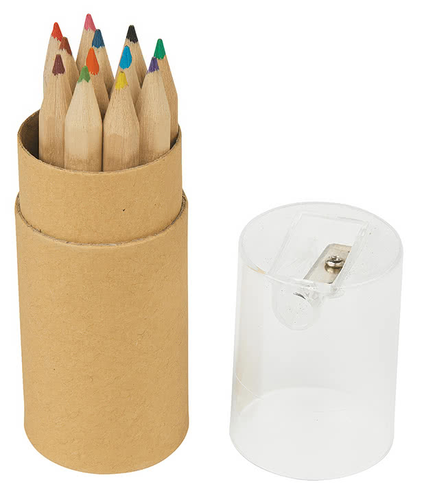 Full Color 12-Piece Colored Pencil Tube Set with Sharpener