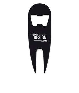Laser Engraved Golf Divot Tool With Bottle Opener - Color: Black