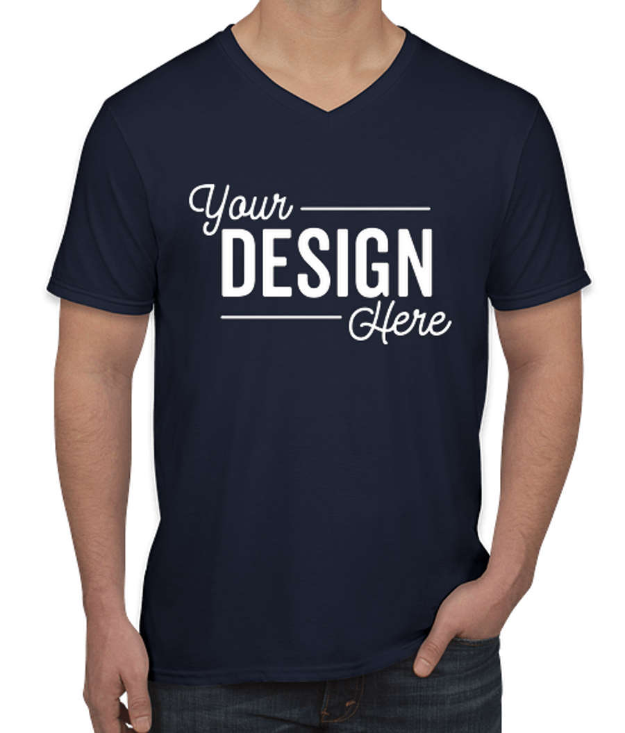 Gildan Softstyle Jersey V-Neck T-shirt in Navy