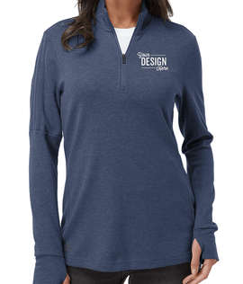 Adidas Women's 3-Stripes Recycled Quarter Zip Sweatshirt - Color: College Navy Melange