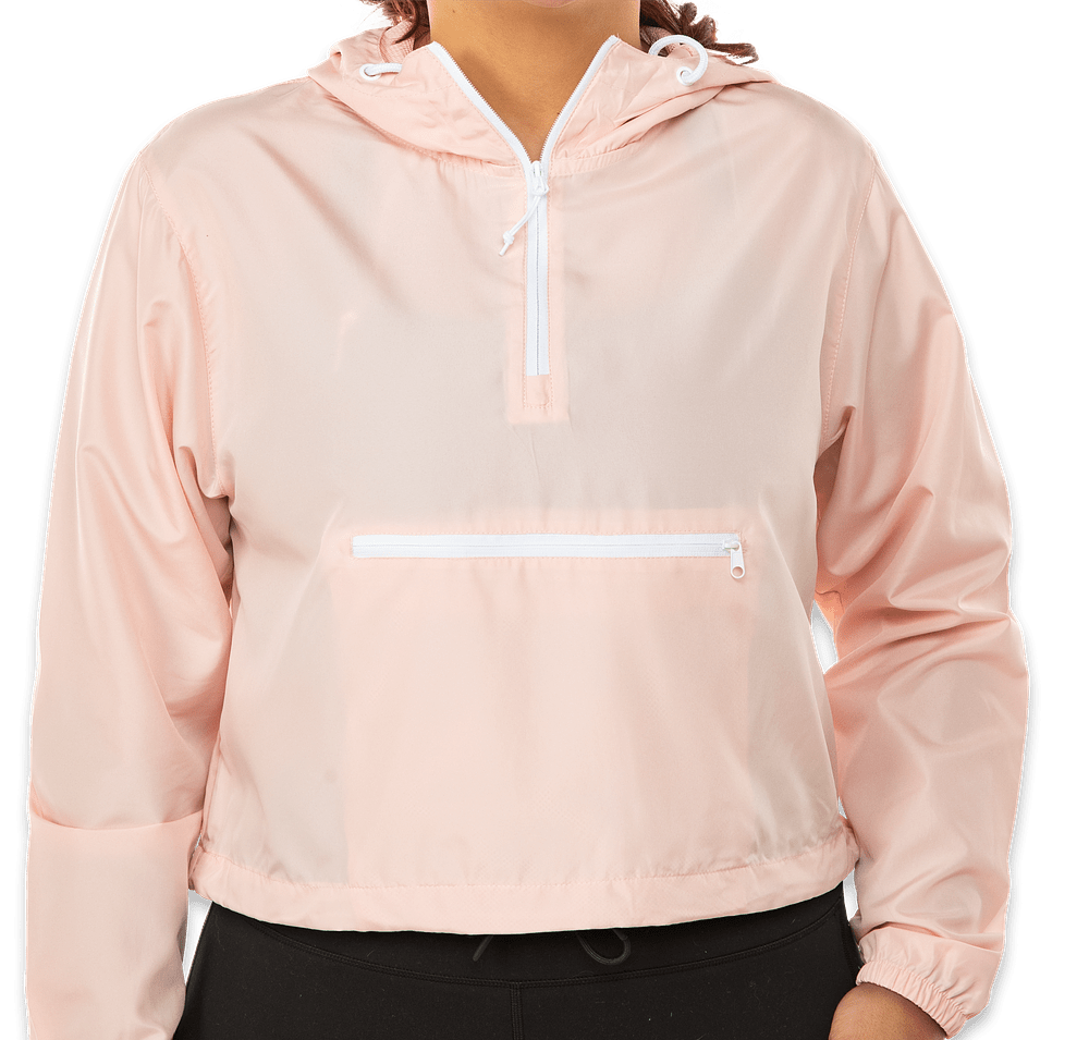 Independent Trading Women's Quarter Zip Cropped Windbreaker-default