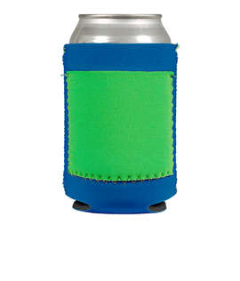 Full Color Neoprene Can Cooler with Pocket - Color: Royal Blue / Lime / Neon Green