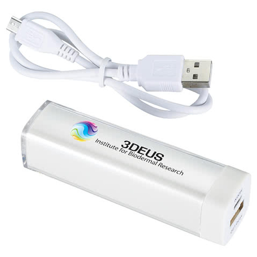 Flash 2,200 mAh Portable Power Bank in White
