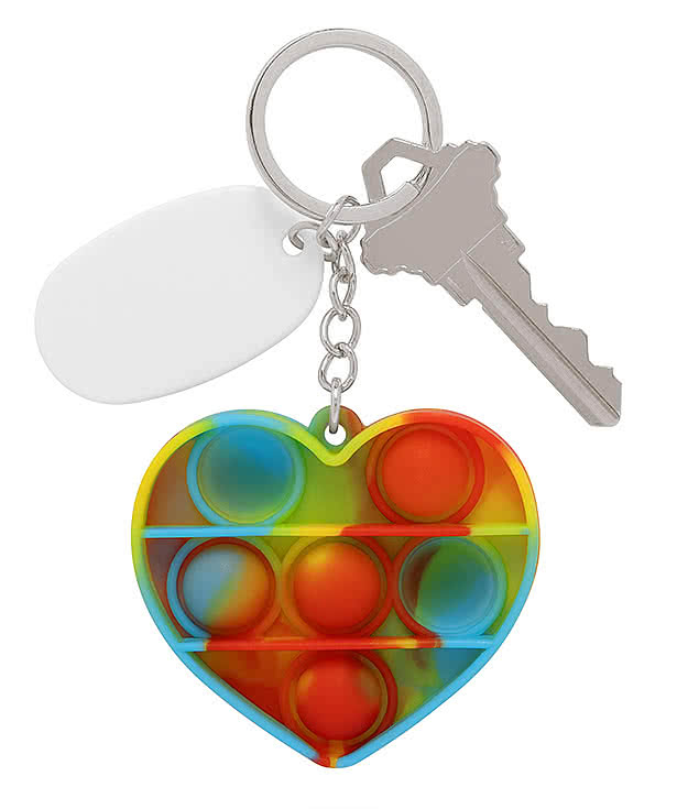 Push Pop Bubble Heart Fidget Keychain