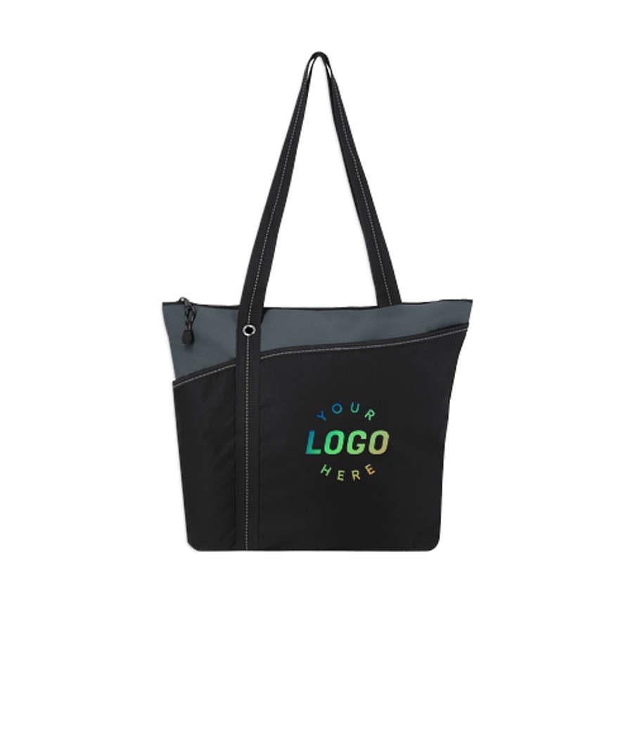 Full Color Annie Medium Zippered Tote Bag in Charcoal
