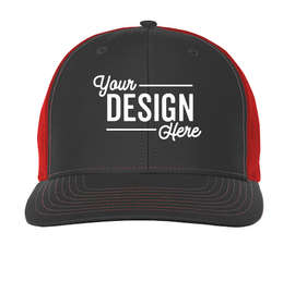 Richardson Twill Back Snapback Trucker Hat - Color: Charcoal / Red