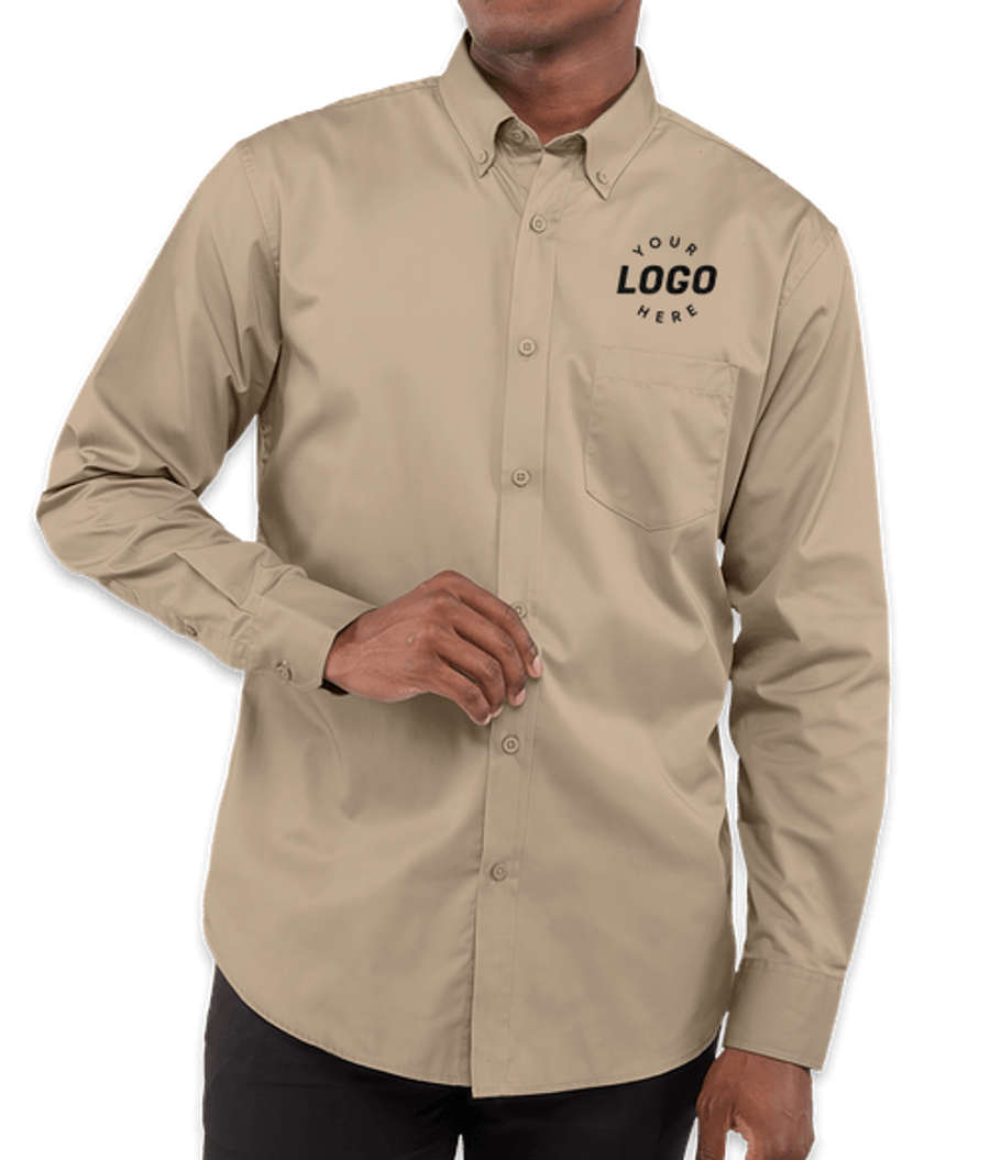 Elevate Wilshire Twill Long Sleeve Dress Shirt in Desert Khaki