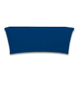 Full Color 8' Ultrafit Curve Open-Back Stretch Tablecloth - Color: Navy