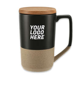 16 oz. Tahoe Tea & Coffee Ceramic Mug with Wood Lid - Color: Black