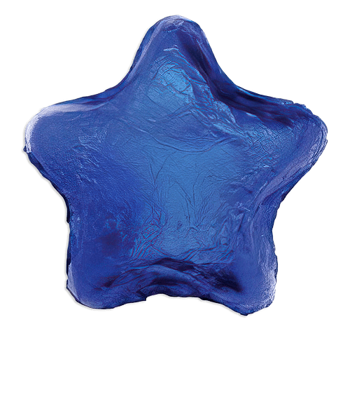 Foil Wrapped Chocolate Star in Process Blue