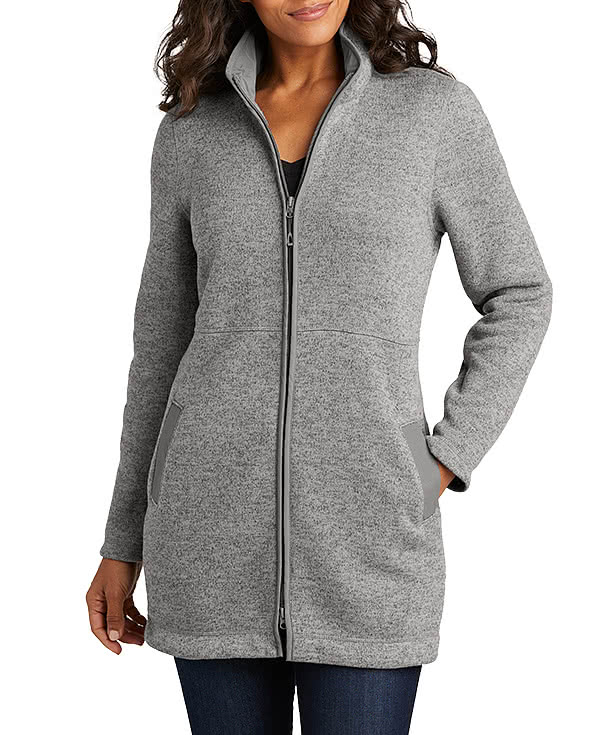 Port Authority Women's Arc Long Sweater Fleece Jacket - Embroidered