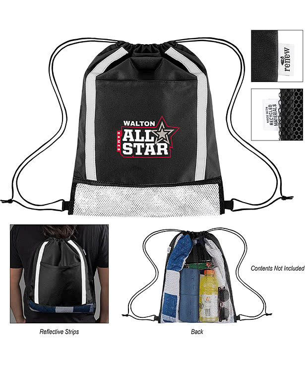 Game Time Recycled Reflective Drawstring Bag
