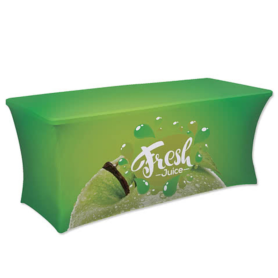 Full Color 6' Ultrafit Curve Open-Back Stretch Tablecloth in Athletic Gold