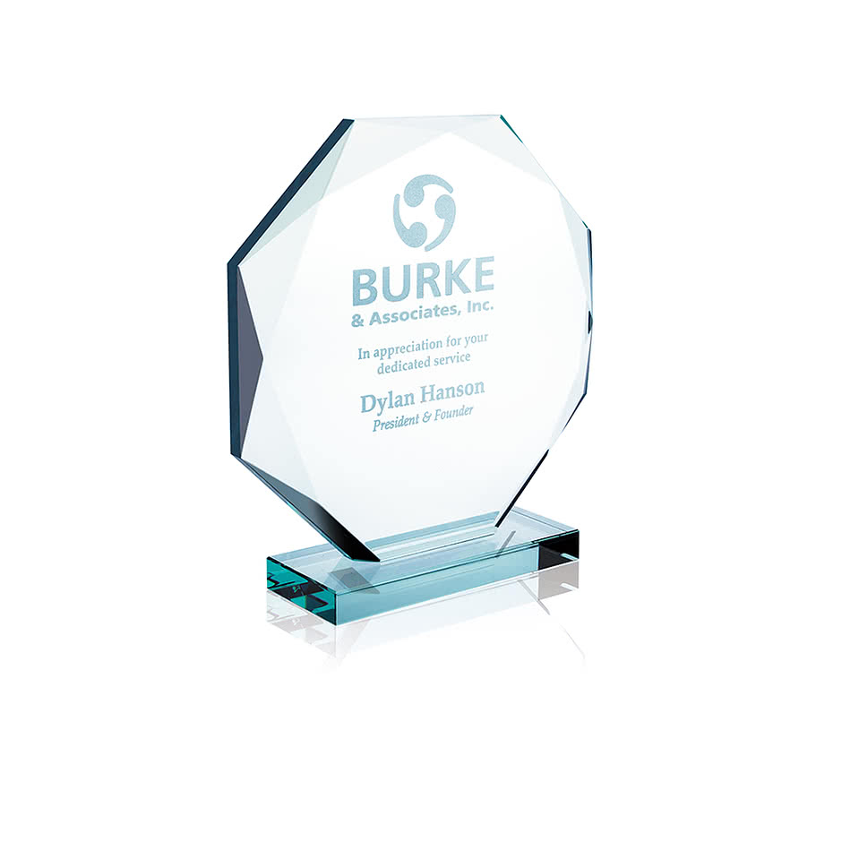 Laser Engraved Small Jade Octagon Award