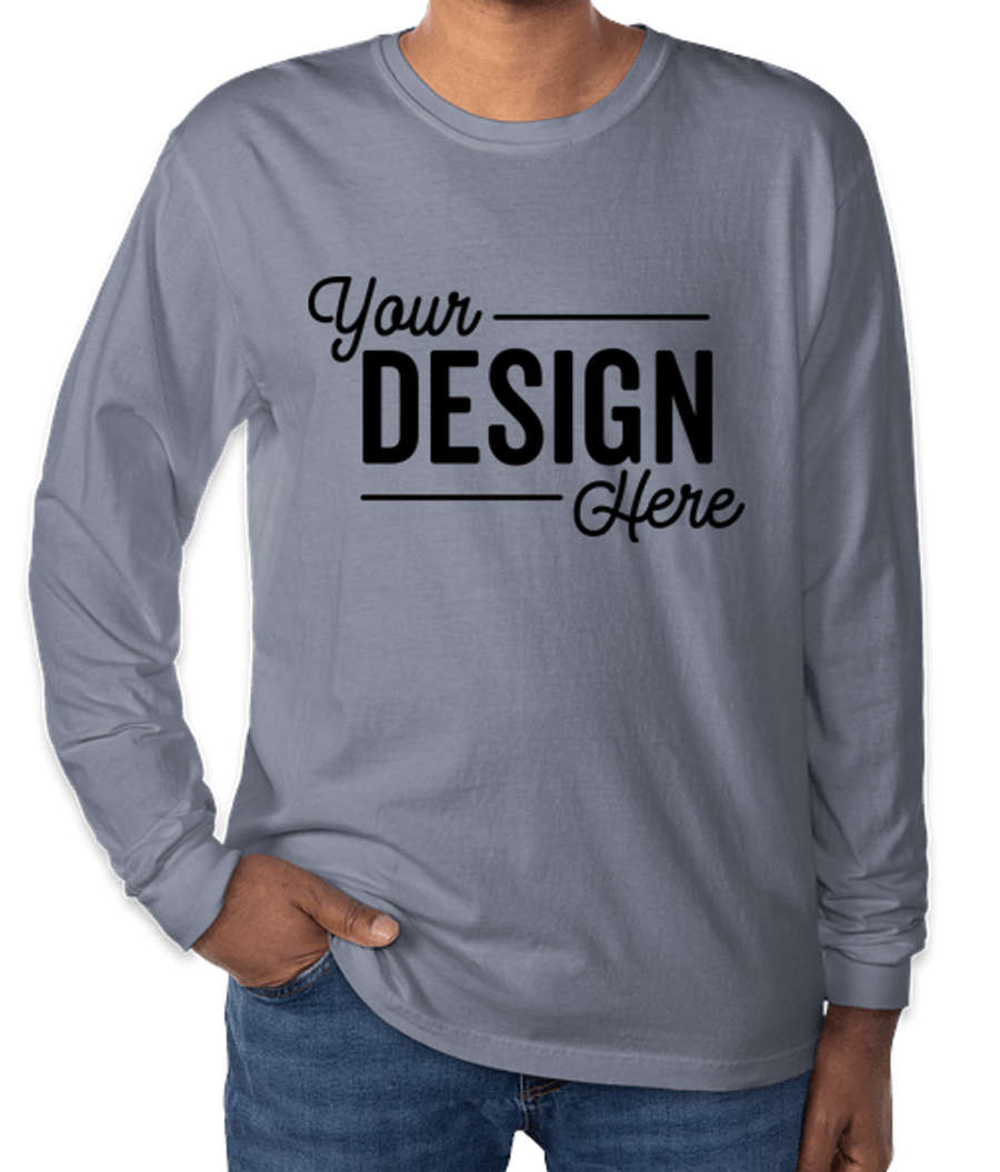 Comfort Colors 100% Cotton Long Sleeve Shirt in Blue Jean