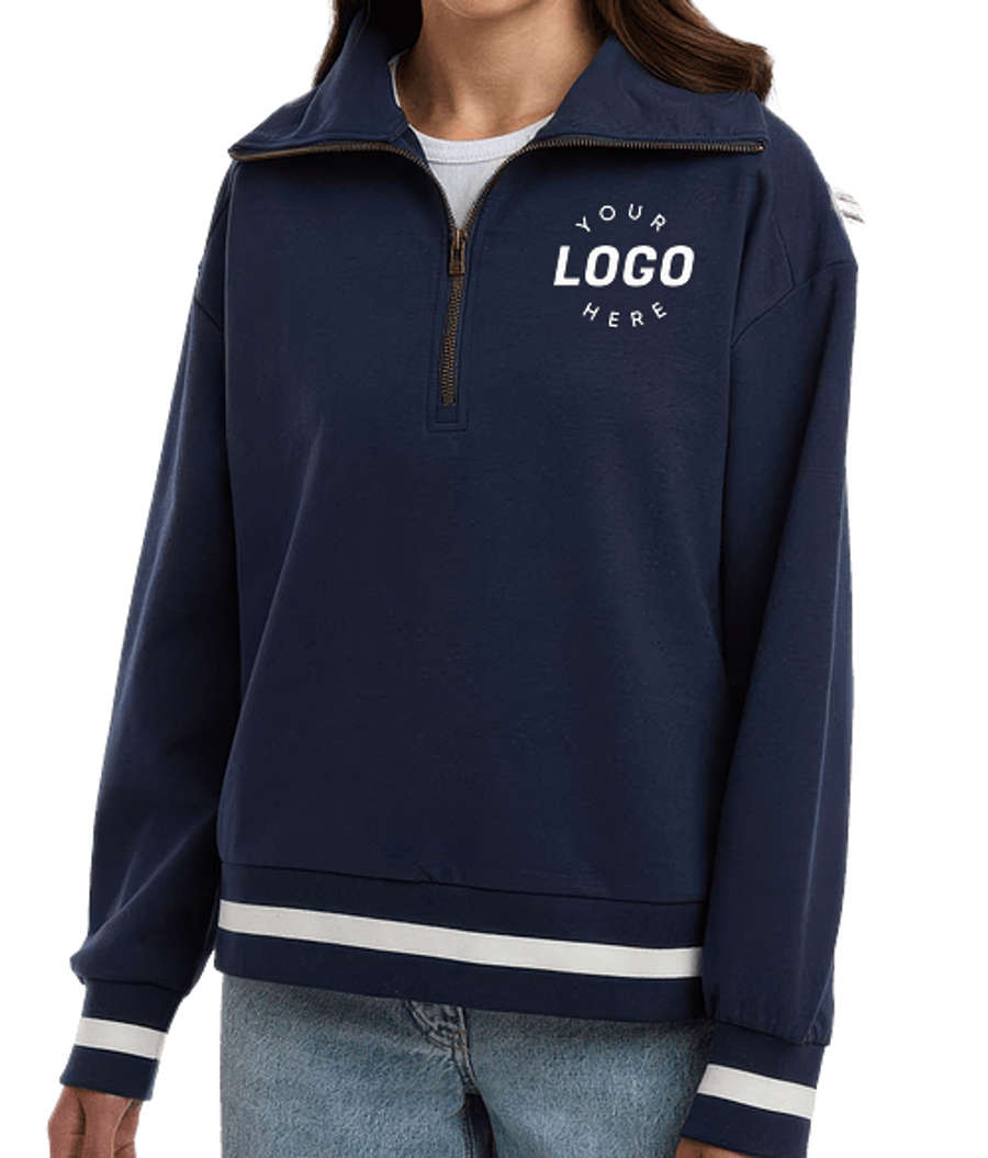Holloway Women's Heritage Prep French Terry Quarter Zip Pullover in Navy / Vanilla