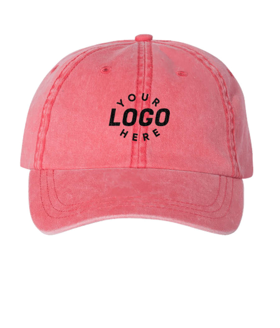 Valucap Pigment Dyed Cotton Twill Baseball Hat in Red