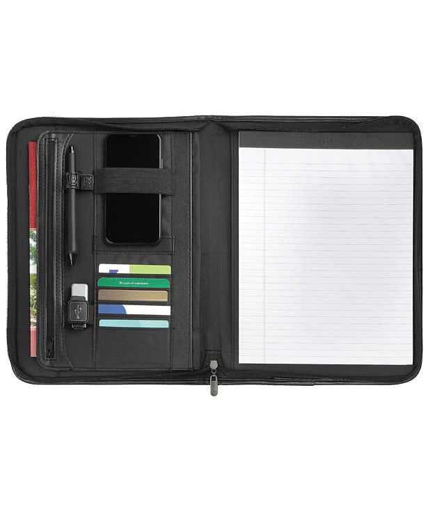 Debossed Burke Zippered Padfolio