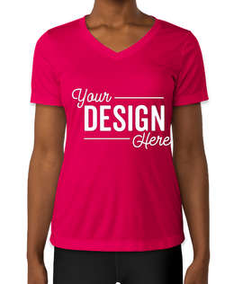 Sport-Tek Women's Competitor V-Neck Performance Shirt - Color: Pink Raspberry