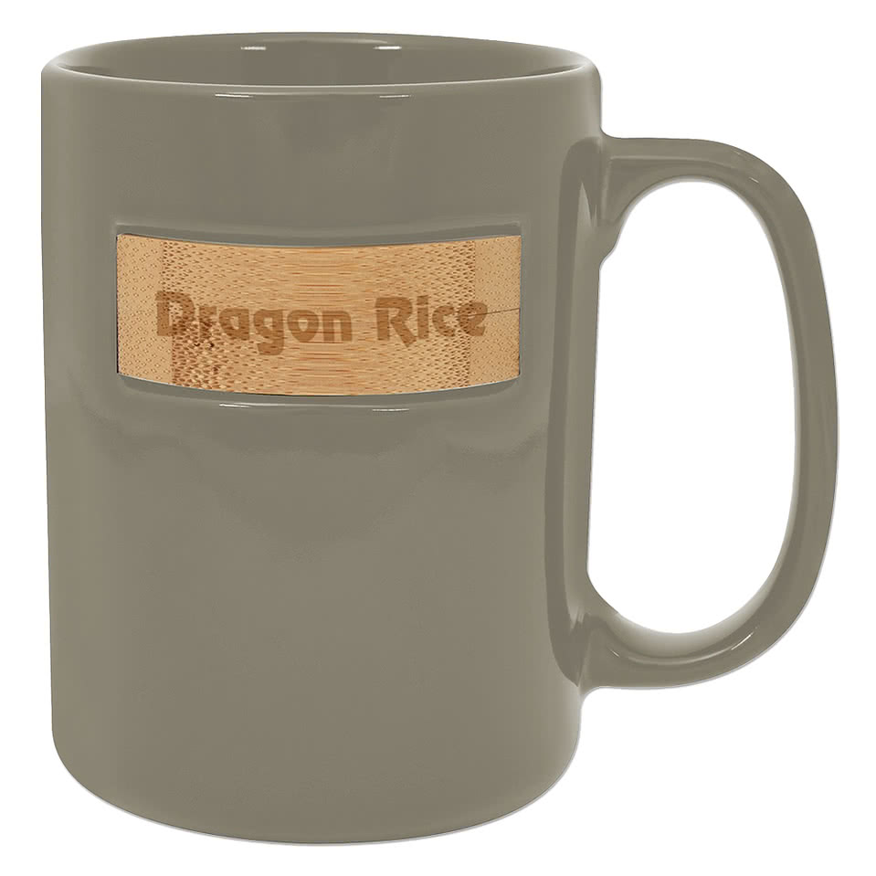 Laser Engraved 15 oz. Peek-A-Bamboo Stoneware Mug