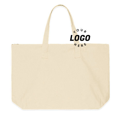 UltraClub Unisex Zippered with Gusset Tote Bag Natural