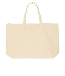 Large Wide 100% Cotton Canvas Zippered Tote Bag - Color: Natural