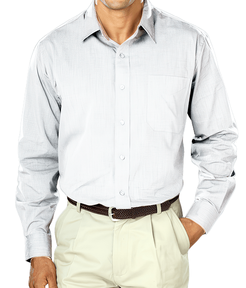 Blue Generation Crossweave Easy Care Long Sleeve Shirt - Embroidered in White