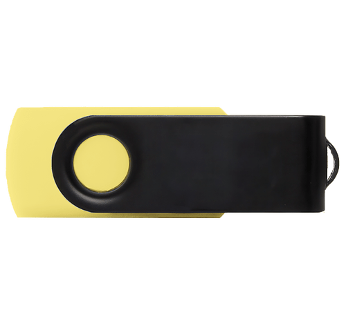 Full Color Black Matte Swivel USB Flash Drive 32GB in Yellow
