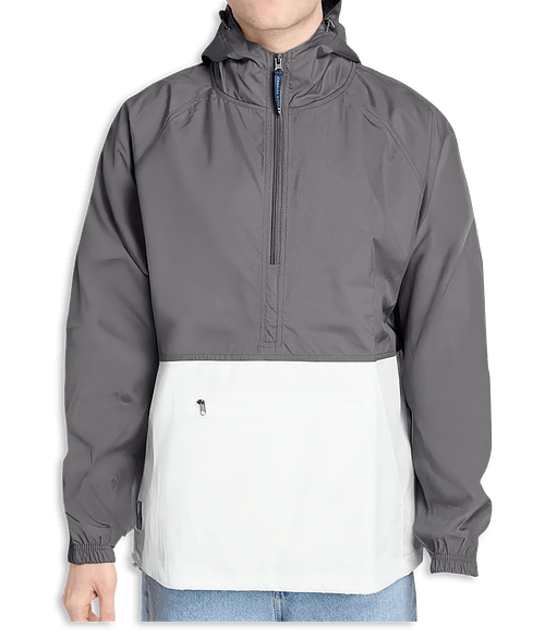 Charles River Colorblock Pack-N-Go Windbreaker Jacket in Grey / White