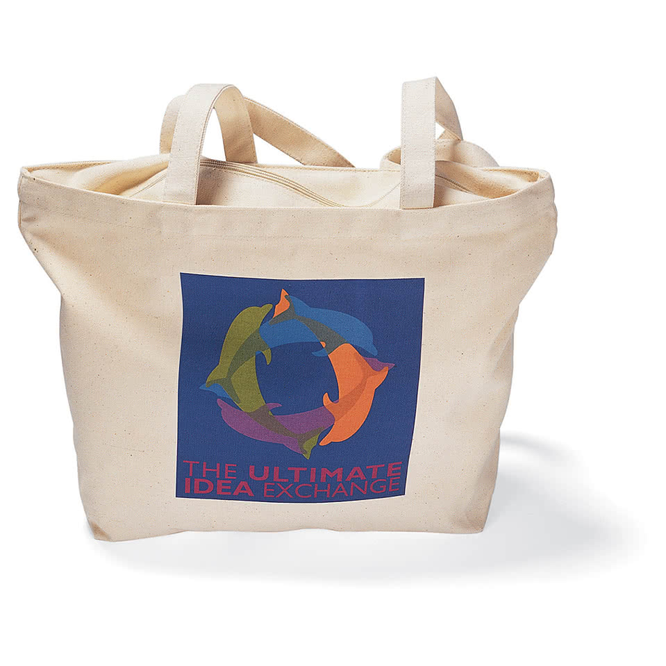 Zippered Cotton Tote Bag