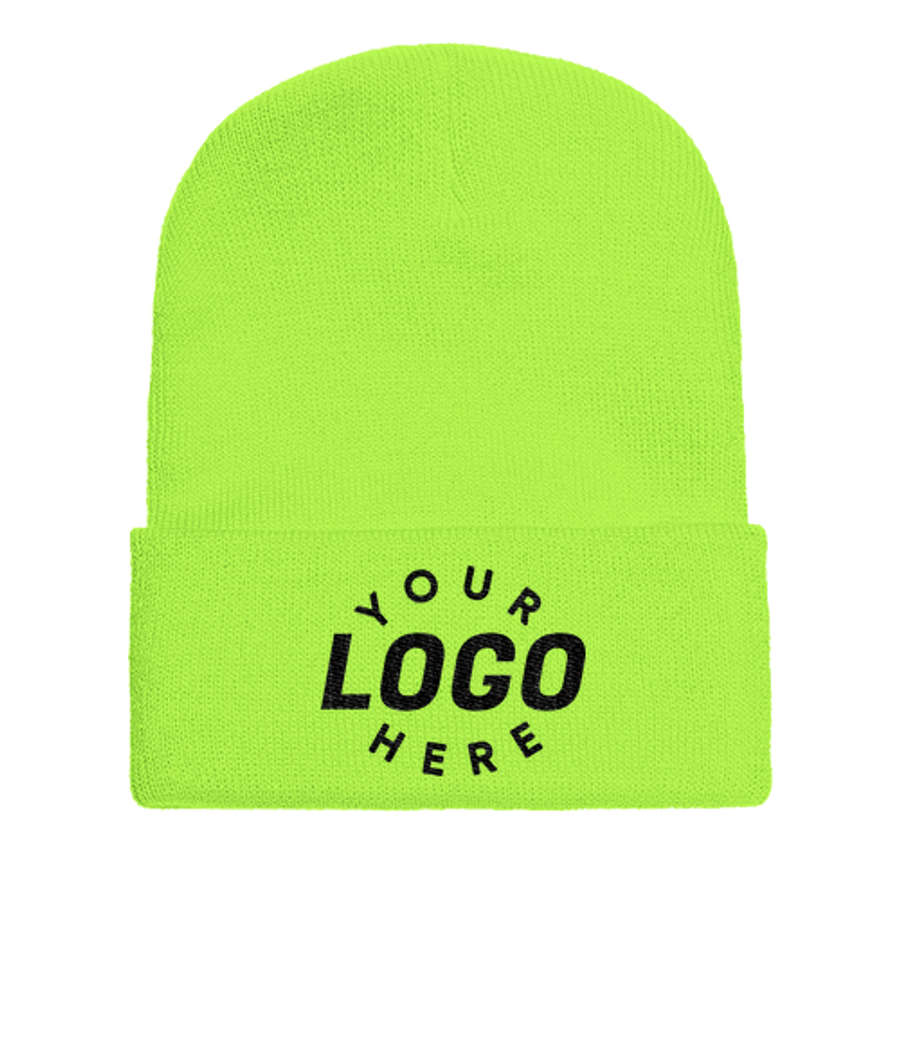 Yupoong Solid Cuff Beanie in Safety Green