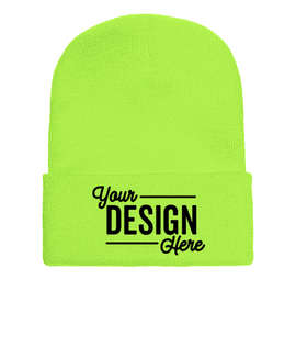Yupoong Solid Cuff Beanie - Color: Safety Green