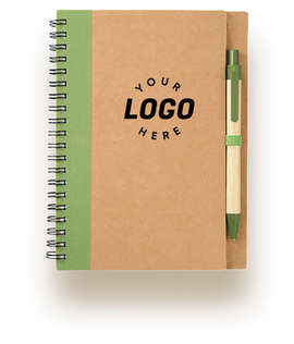 Eco Spiral Notebook with Pen - Color: Green