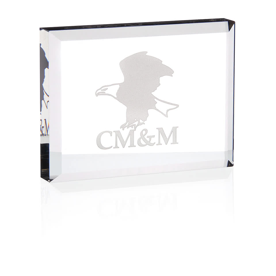 Laser Engraved Crystal Paperweight
