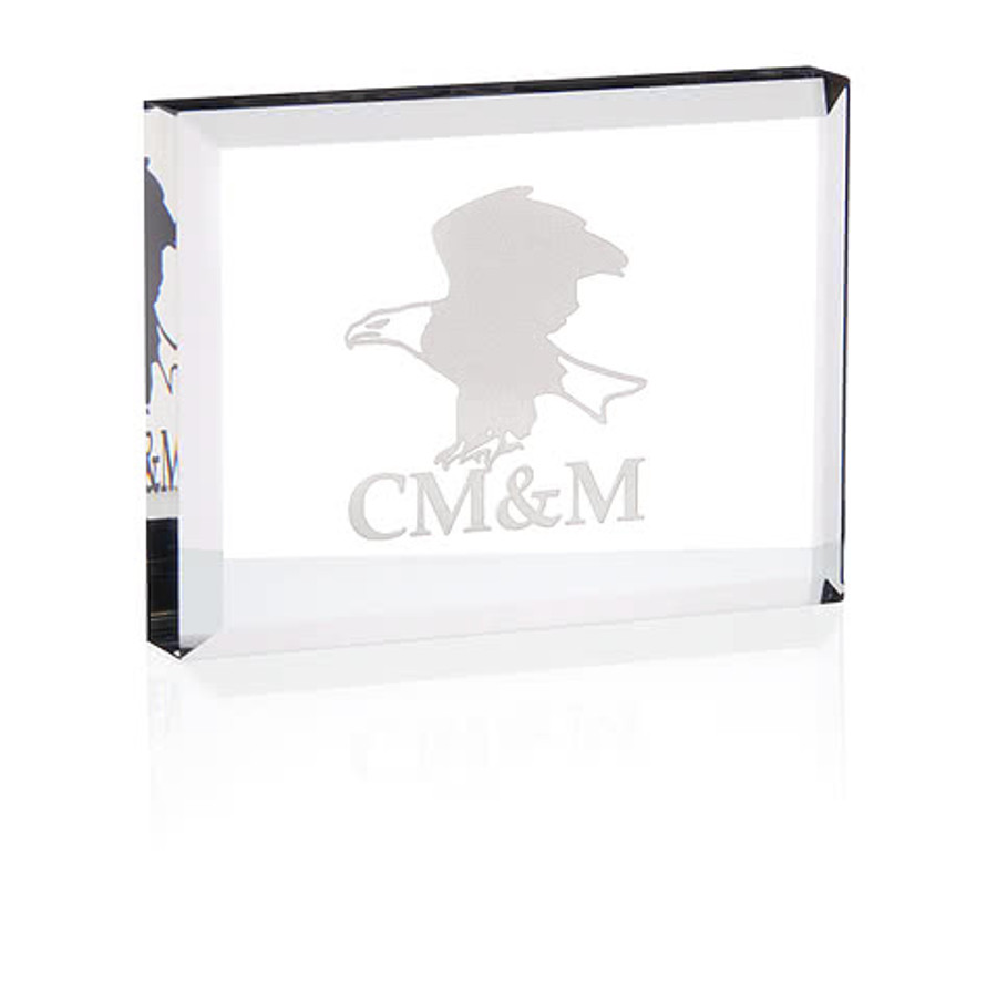 Laser Engraved Crystal Paperweight in Clear