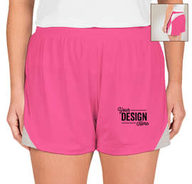 Team 365 Women's Colorblock Performance Shorts - Color: Sport Charity Pink / Sport Silver