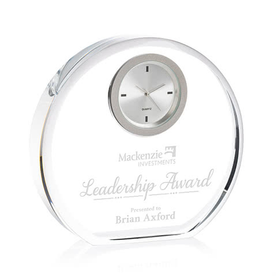Laser Etched Cranberry Clock in Clear