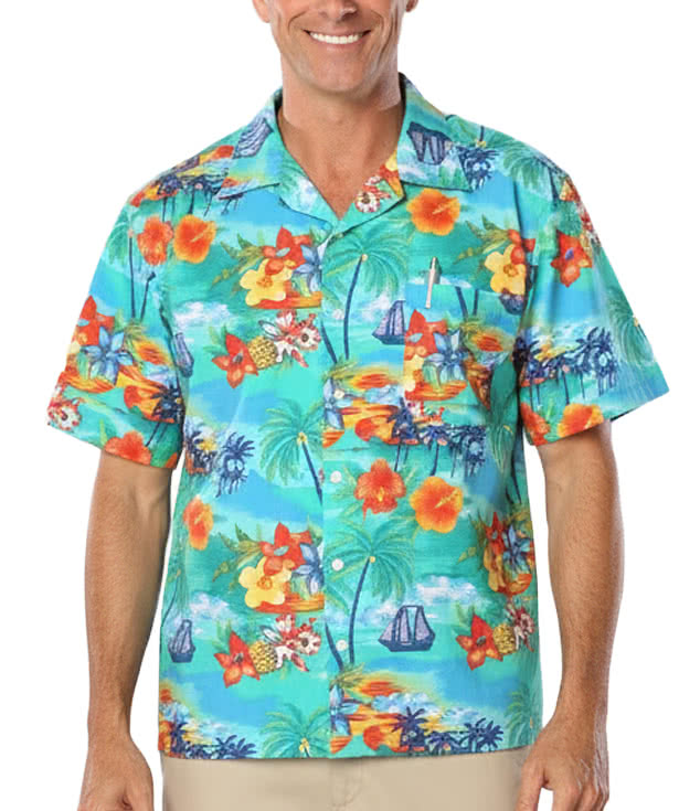 Blue Generation Tropic Print Short Sleeve Camp Shirt