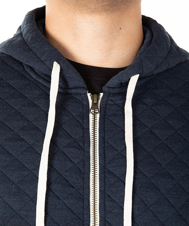 Quilted zip up sales hoodie