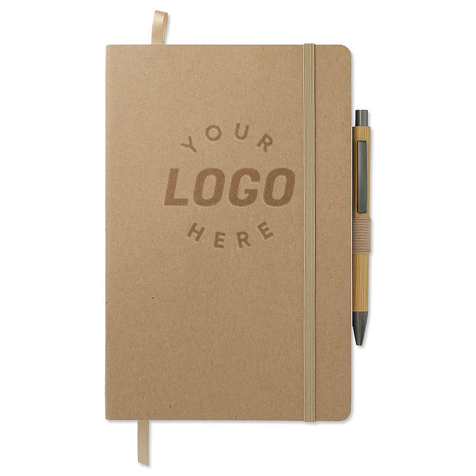 JournalBooks ® Debossed FSC Mix Soft Cover Bound Notebook with Pen